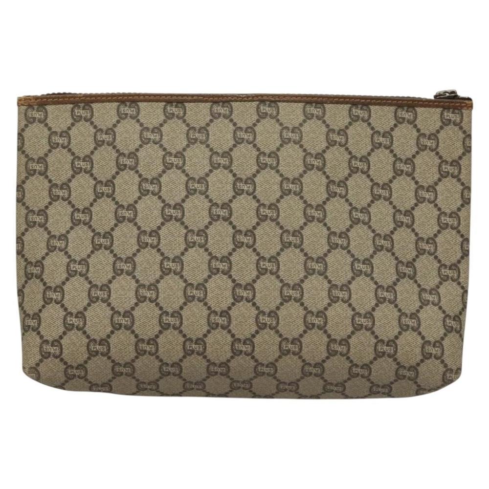 GUCCI GG Plus Supreme Clutch Bag PVC Beige Gold Auth fm4810 - Picture 3 of 16